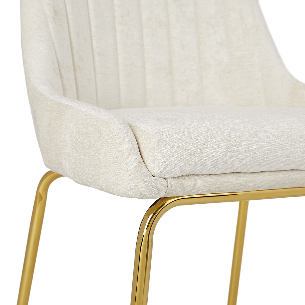 Moira Gold Dining Chair: Ivory Linen